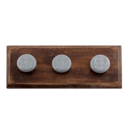 Grey Leaf Ceramic Wooden Hooks 